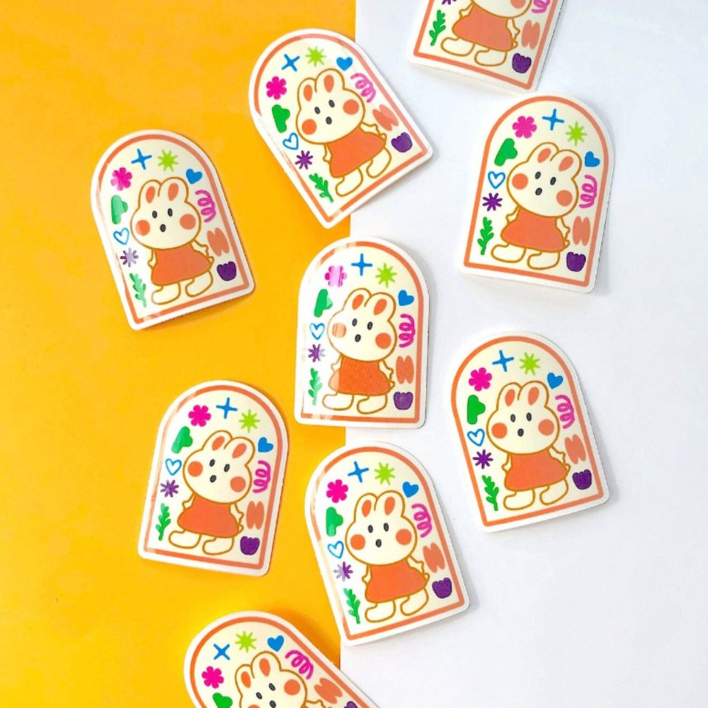 5PC Arch Shape Bunny sticker | journals Vinyl sticker | cute arch shape sticker - Picture 2 of 5